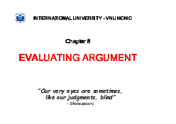 Chapter 8 critical thinking course - Critical Thinking | Trường Đại học Quốc tế, Đại học Quốc gia Thành phố HCM