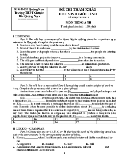 Đề thi tham khảo cho học sinh giỏi cấp tỉnh môn Tiếng Anh năm học 2013-2014 THPT chuyên Bắc Bắc Quảng Nam