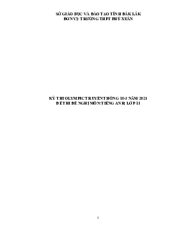 Đề thi Olympic 10 tháng 3 lần thứ 5 môn Tiếng Anh năm 2021 lớp 11 THPT Phú Xuân