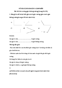 Giải VBT Toán lớp 3 Bài 48: Góc vuông, góc không vuông | Cánh diều