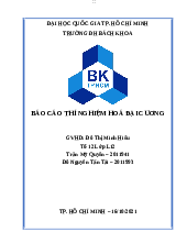 Báo cáo thí nghiệm hóa đại cương - Hóa Đại Cương | Trường Đại học Bách khoa Thành phố Hồ Chí Minh