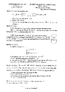 Đề KSCL Toán 9 năm học 2019 – 2020 trường THCS Lê Ngọc Hân – Hà Nội