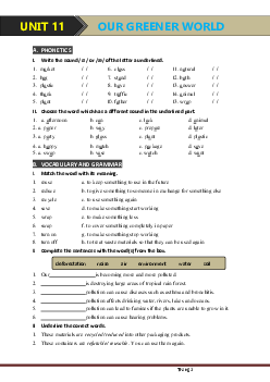 Bài tập Tiếng Anh 6 chương trình mới Bài 11: Our Greener World (có đáp án)-Mai Lan Hương-Hà Thanh Uyên