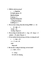 TOP 50 câu hỏi trắc nghiệm ôn tập về HTML học phần Ứng dụng Web | Trường Đại học Phenikaa