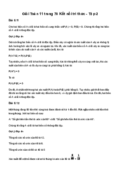 Toán 11 Bài 30: Công thức nhân xác suất cho hai biến cố độc lập - sách Kết Nối Tri Thức