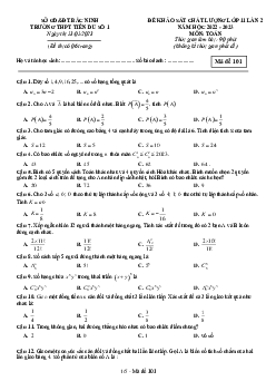 Đề KSCL Toán 11 lần 2 năm 2022 – 2023 trường THPT Tiên Du 1 – Bắc Ninh