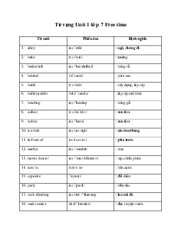 Từ vựng Unit 1 lớp 7 Free time