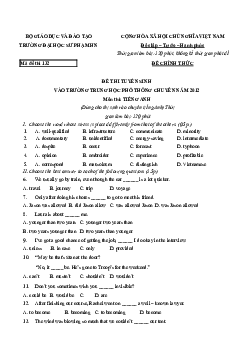 Đề thi tuyển sinh vào trường THPT Chuyên năm 2012 môn Tiếng Anh