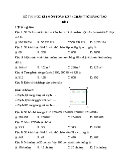 Đề thi học kì 1 lớp 4 môn Toán sách Chân trời sáng tạo - Đề số 1