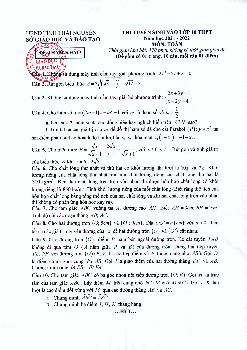 Đề tham khảo Toán tuyển sinh lớp 10 năm 2021 – 2022 sở GD&ĐT Thái Nguyên
