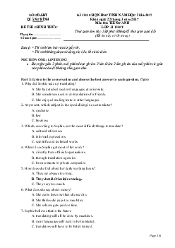 Kỳ Thi Chọn Hsg Tỉnh Quảng Bình Lớp 11 Năm Học 2016-2017