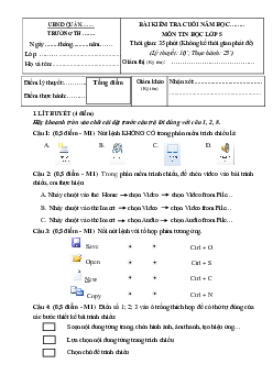 Đề thi học kì 2 môn Tin học lớp 5 - Số 1