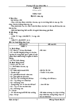 Giáo án Tiếng Việt 1 - Tuần 13 | sách Vì sự bình đẳng và dân chủ trong giáo dục