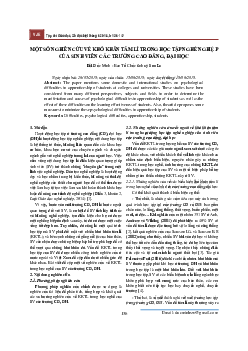 Tài liệu một số nghiên cứu về khó khăn tâm lí trong học tập nghề nghiệp