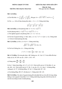 Đề học sinh giỏi Toán 9 năm 2023 – 2024 trường THCS Đặng Thai Mai – Nghệ An