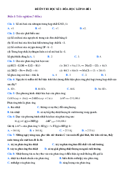 Đề cương ôn tập học kì 2 môn Hóa học 10 Chân trời sáng tạo