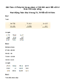 Giải Toán 3 Bài 64: Phép trừ trong phạm vi 100 000 | Kết nối tri thức
