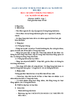Giáo án Khoa học tự nhiên 7 | Hoá học Bài 3: Sơ lược về bảng tuần hoàn các nguyên tố hóa học | Cánh diều