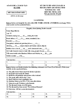 Đề thi Tuyển sinh vào lớp 10 THPT Chuyên, Hà Tĩnh năm 2021-2022 (có đáp án)