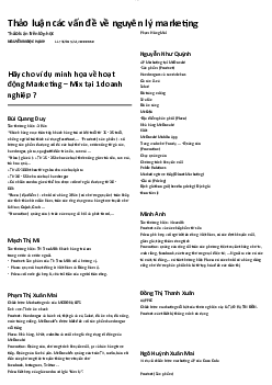 Thảo luận các vấn đề về nguyên lý marketing