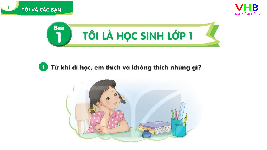 Giáo án điện tử Tiếng việt 1 bài 1 Chân trời sáng tạo: Tôi là học sinh lớp 1