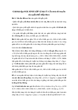 Giải bài tập SGK Sinh học lớp 12 bài 17: Cấu trúc di truyền của quần thể (tiếp theo)
