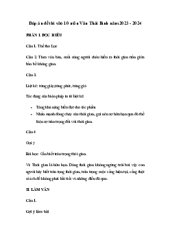 Đề thi vào 10 môn Ngữ văn năm 2023 - 2024 sở GD&ĐT Thái Bình