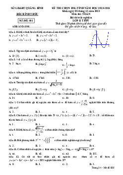 Đề học sinh giỏi tỉnh Toán 12 năm 2023 – 2024 sở GD&ĐT Quảng Bình