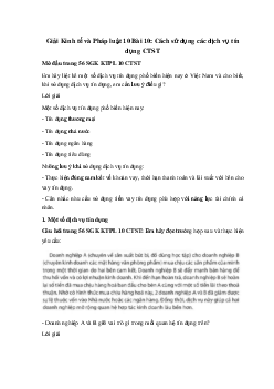 Giải Kinh tế và Pháp luật 10 Bài 10: Cách sử dụng các dịch vụ tín dụng CTST