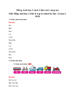 Unit 4: I go to school by bus - Lesson 1 Giải SGK | Tiếng anh 2 Family and Friends