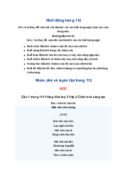 Giải Bài 3: Một mái nhà chung trang 112 Tiếng Việt lớp 3 Tập 2 Chân trời sáng tạo