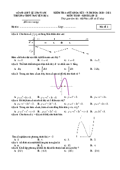 Đề thi giữa HK1 Toán 12 năm 2020 – 2021 trường THPT Nguyễn Dục – Quảng Nam