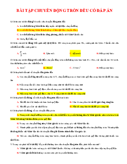 TOP 55 câu trắc nghiệm chuyển động tròn đều (có đáp án)