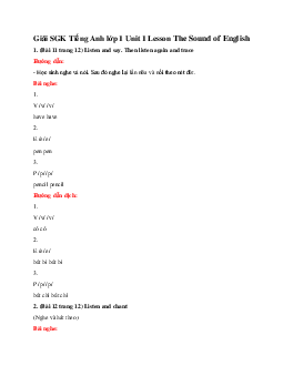 Giải SGK Tiếng Anh lớp 1 Unit 1 Lesson The Sound of English | Explore Our World