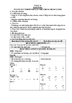 Giáo án buổi 2 Toán 2 sách Cánh diều (Cả năm) | Tuần 31