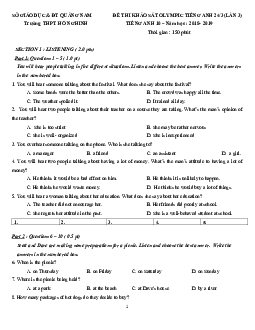 Đề thi khảo sát OLYMPIC Tiếng Anh 243 (Lần 3) trường THPT Hồ Nghinh ,Quảng Nam Tiếng Anh 10