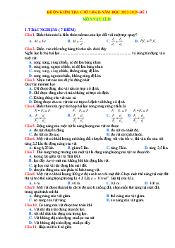 Bộ đề ôn tập học kỳ 2 môn Lý 10 Kết nối tri thức 2022-2023 có đáp án