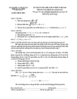 Đề tuyển sinh lớp 10 THPT năm 2019 môn Toán sở GD&ĐT Quảng Ninh