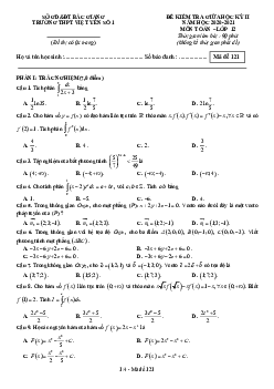 Đề thi giữa kỳ 2 Toán 12 năm 2020 – 2021 trường THPT Việt Yên 1 – Bắc Giang