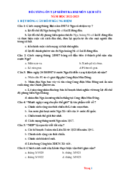 Đề cương ôn tập học kỳ 1 Lịch Sử 8 năm 2022-2023
