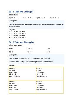 Giải SGK Toán lớp 2 bài 20: 13 trừ đi một số | Chân trời sáng tạo