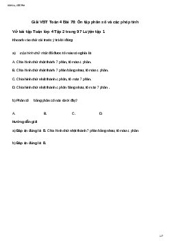 Vở bài tập Toán lớp 4 Bài 78: Ôn tập phân số và các phép tính Chân trời sáng tạo