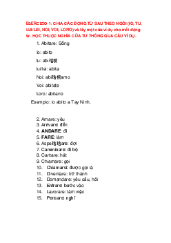 Esercizio coniugazione dei verbi | Thực hành ngôn ngữ | Đại học Khoa học Xã hội và Nhân văn, Đại học Quốc gia Thành phố HCM