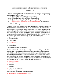 Câu hỏi trắc nghiệm môn Tư tưởng Hồ Chí Minh chương 1+2 | Trường Đại học Khoa học, Đại học Thái Nguyên