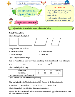 Giải Bài tập cuối tuần lớp 4 môn Toán Chân trời sáng tạo - Tuần 28