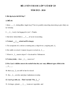 Bài tập luyện thi IOE Tiếng Anh 7 (có đáp án)