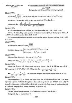 Đề thi chọn học sinh giỏi Toán 9 năm 2022 – 2023 phòng GD&ĐT Thái Bình