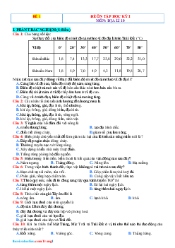 Đề ôn thi HK I Môn Địa Lí 10 Kết nối tri thức - Đề 1 (có đáp án)