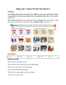 Tiếng Anh 7 Smart World Unit 6 Review