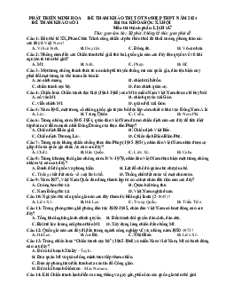 Đề thi thử THPT Quốc gia 2024 môn Lịch sử bám sát đề minh họa - Đề 1